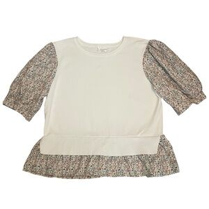 Anthropologie Layered Poplin Sleeve Sweater Size XLarge